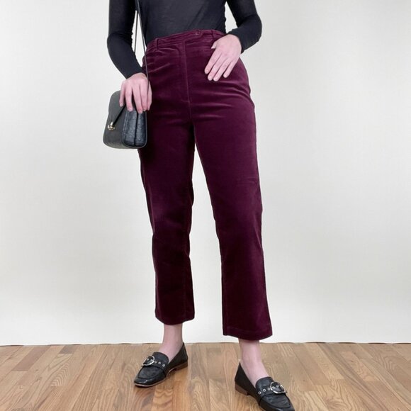 Vintage Velvet High Rise Waisted Straight Leg Trouser Pants Eclectic Whimsigoth - Picture 2 of 8